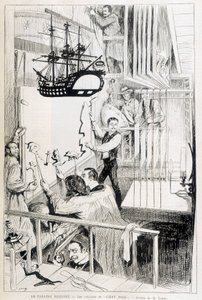 Puppenspieler hinter den Kulissen des Chat Noir, Pariser Kabarett - in „Le Monde illustré“ vom 28.01.1888