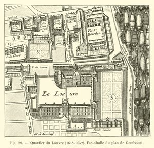 Viertel des Louvre, 1648-1652, Faksimile des Plans von Gomboust von French School