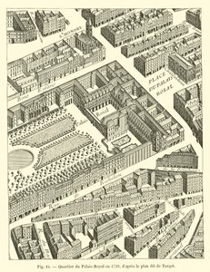 Viertel des Palais-Royal im Jahr 1739, nach dem sogenannten Turgot-Plan von French School