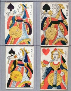 Pik-Dame und Herz-Dame Spielkarten, 17. - 18. Jahrhundert