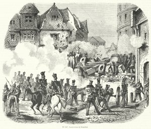 Aufstand in Frankfurt, Deutschland, September 1848 von French School