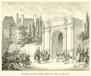 Empfang von Ludwig XVIII. im Hôtel de Ville, 29. August 1814 von French School