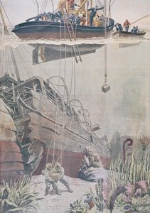 Bergung von Schätzen aus dem Wrack der Oceana, Illustration aus Le Petit Journal, 1912