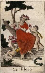Darstellung von Flora, Göttin der Blumen und des Frühlings. Aus „Mythologie der Jugend“ von Pierre Blanchard 1803