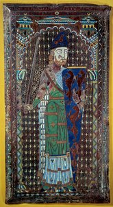 Darstellung von Geoffroi V. (Geoffroy) Le Bel Plantagenet (Graf von Maine und Anjou, Herzog der Normandie) (1113-1151). Grabplatte in Email. 1151. Musée de Tessé. Le Mans von French School
