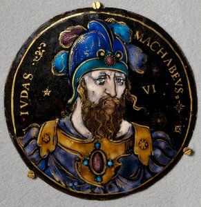 Darstellung von Judas Makkabäus, genannt der Hammer, Nachfolger seines Vaters Matathias an der Spitze des Aufstands der Juden gegen die Unterdrückung der Seleukiden. Medaillon in Email aus Limoges