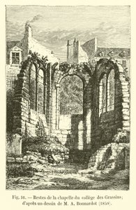 Überreste der Kapelle des Collège des Grassins, nach einer Zeichnung von M. A. Bonnardot, 1850 von French School