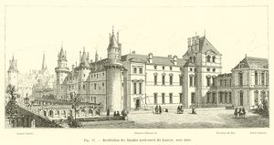 Rekonstruktion der Nordwestfassaden des Louvre, um 1610 von French School