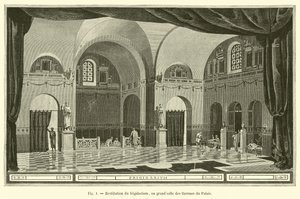 Wiederherstellung des Frigidariums oder der großen Halle der Thermen des Palastes von French School