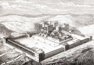 Wiederhergestellter Zweiter Tempel, der Salomos Tempel in Jerusalem ersetzte, aus Les Merveilles de la Science, veröffentlicht 1870