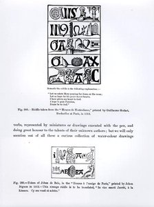 Rätsel aus den Heures de Nostredame, gedruckt von Guillaume Godart im Jahr 1513, und ein Zeichen von Jehan de Brie aus Heures a l