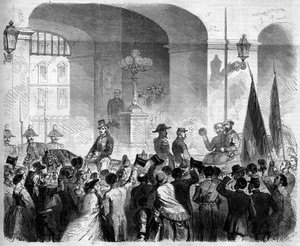 Risorgimento, Neapel, 7. November 1860: Einzug von Viktor Emanuel II., König von Italien, in den Königspalast von Neapel nach der Abstimmung der Bevölkerung von French School