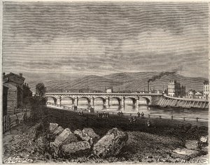 Roanne - Loire, in der Region Rhône-Alpes - Gravur in „La France illustrée: Geographie, Geschichte, statistische Verwaltung“ von V.-A. Malt-Brown. 1884