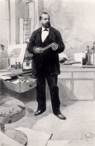 Robert Koch in seinem Labor, aus Le Monde Illustré, 29. November 1890 von French School