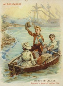 Robinson Crusoe im Ruderboot von French School
