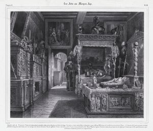 Zimmer im Hotel de Cluny, Paris, wo Maria Tudor ihre Trauerzeit 1515 nach dem Tod ihres Mannes, König Ludwig XII. von Frankreich, verbrachte von French School