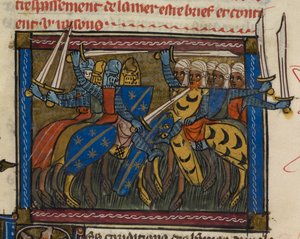Christliche und Sarazenische Armeen in der Schlacht, Illustration aus 