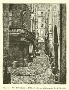 Rue de Glatigny im Jahr 1865, nach einer Fotografie von M. Marville von French School