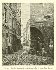 Rue des Marmousets im Jahr 1865, Ansicht von der Rue Saint-Landry