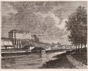 Sable-sur-Sarthe (Sable sur Sarthe) - Gravur in „La France illustree: geographie, histoire, administration statistique“ von V.A. Malt-Brown. 1884