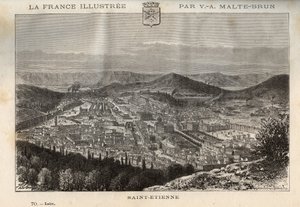 Saint-Etienne - Gravur in „France illustree: Geographie, Geschichte, statistische Verwaltung“ von V.-A. Malt-Brown. 1884
