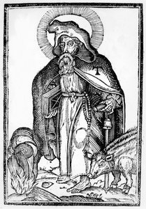 Heiliger Antonius der Große, Frontispiz aus In Symbolicam S.Antonii Magni Imaginem Commentatio von Théophile Raynaud, veröffentlicht 1659