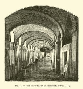 Saal Sainte-Marthe des alten Hôtel-Dieu, 1875 von French School