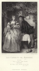 Szene aus Les Caprices de Marianne, einem Stück von Alfred de Musset von French School