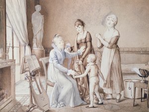 Szene aus dem Familienleben, frühes 19. Jahrhundert von French School