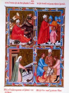 Szenen aus dem Leben des Heiligen Blasius, Faksimile eines Manuskripts aus dem 15. Jahrhundert des Legendaire des Anjou-Hongrie, Schule von Bologna