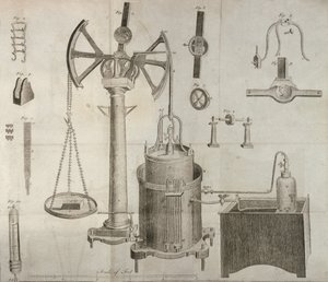 Wissenschaftliche Ausrüstung, aus Die Elemente der Chemie von Antoine Laurent de Lavoisier (1743-94), graviert von D. Lizars, 1796