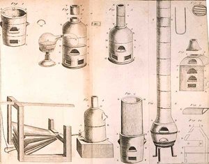 Wissenschaftliche Ausrüstung, aus Die Elemente der Chemie von Antoine Laurent de Lavoisier, graviert von D.Lizars, 1796