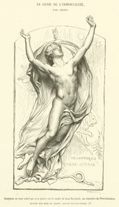 Hochrelief, das auf das Grab von Jean Reynaud auf dem Friedhof Père-Lachaise gesetzt wird von French School
