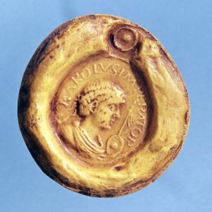 Siegel von Karl III (839-888) der Dicke, König von Frankreich und Heiliger Römischer Kaiser, 9. Jahrhundert von French School