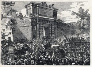 Zweite Koalition: die Schlacht von Hohenlinden (in der Nähe von München, Deutschland) am 12. Frimaire Jahr IX (3. Dezember 1800) zwischen den französischen Truppen von General Jean Victor Moreau und den österreichischen und bayerischen Truppen unter dem Ko