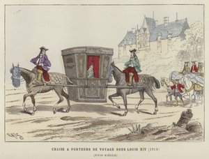 Sänfte von Pferden getragen, Zeit von Ludwig XIV. von Frankreich, 1715