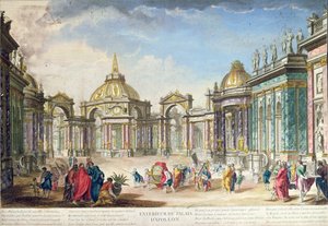 Bühnenbild für das Äußere des Palastes von Apollo, veröffentlicht in Paris, 1748