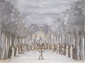 Bühnenbild für eine Oper, aus einer Sammlung mit dem Titel Les Menus Plaisirs du Roi von French School