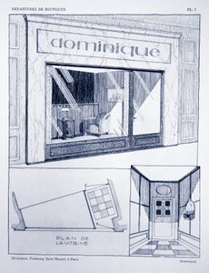 Ladenfront, Platte 2, Illustration aus Devantures de Boutiques von Louis-Pierre Sezille, Paris, 1927 von French School