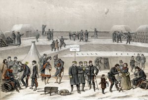 Belagerung von Paris im Jahr 1870 während des Krieges 1870-1871. Die Soldaten bereiten die Verteidigung der Stadt vor: Man sieht einen Soldaten im Bunker.