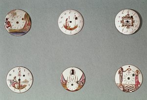 Sechs Taschenuhren mit revolutionären Symbolen verziert (Metall & Emaille)
