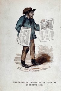 Kleiner Pariser Beruf: der Händler von Verbrechen oder Zeitungsverkäufer. von French School