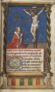 Die heilige Birgitta vor dem Kreuz von French School