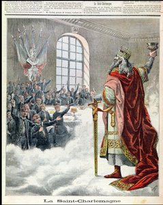 St. Karl der Große, Schutzpatron der Schulkinder, aus Le Petit Journal Illustre, 1892