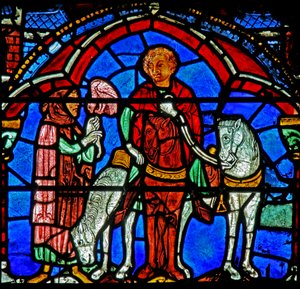 St. Cheron Fenster: Falkenjagd? von French School