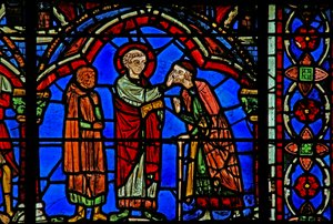 St. Cheron Fenster: Heilt eine blinde Person von French School