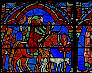 St. Cheron Fenster: Das Pferd des Prinzen und Gefolge von French School