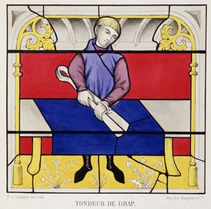 Buntglasfenster mit einem Blatt Papier, Kirche Unserer Lieben Frau von Semur