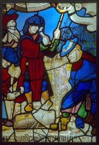 Buntglas, die Propheten schnitzen den Weinstock (Thema der mystischen Presse um 1540)