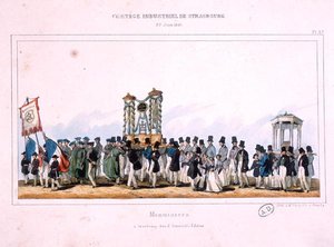 Beginn der Prozession der Zimmerleute in Straßburg, 25. Juni 1840